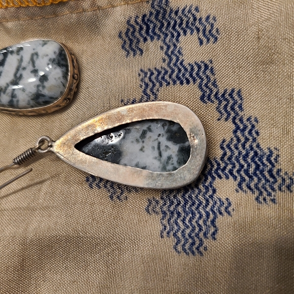 Jasper teardrop dangle earrings Sterling silver plated - Picture 5 of 6